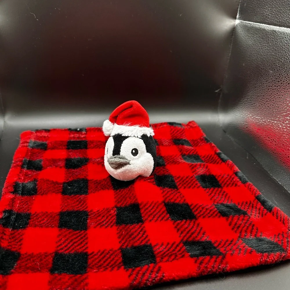 Hudson Baby HB Christmas Penguin‎ Red Buffalo Plaid Baby Security Blanket Lovey
